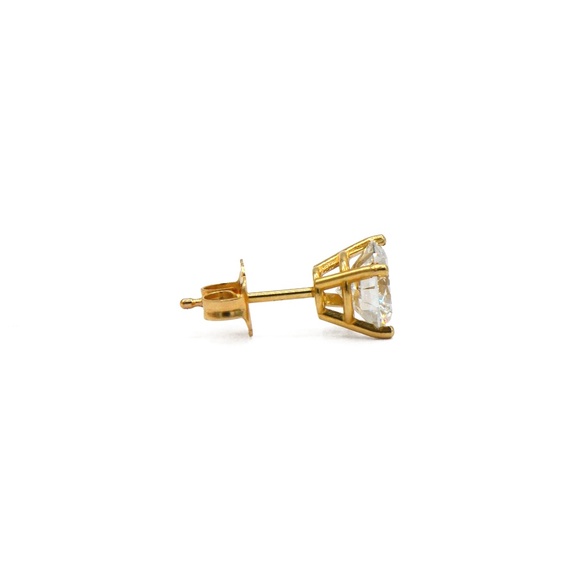 14k Yellow Gold Lab Grown Diamond Stud Earrings - Picture 2 of 2